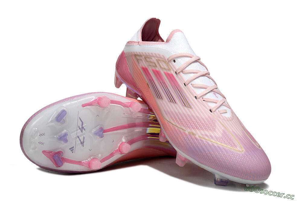 Unisex LY x Adidas F50 Elite FG Firm Ground Low-Tops Football Boots - Pink/White/Gold 4