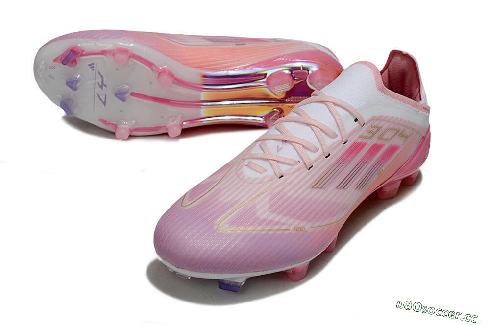 Unisex LY x Adidas F50 Elite FG Firm Ground Low-Tops Football Boots - Pink/White/Gold 3