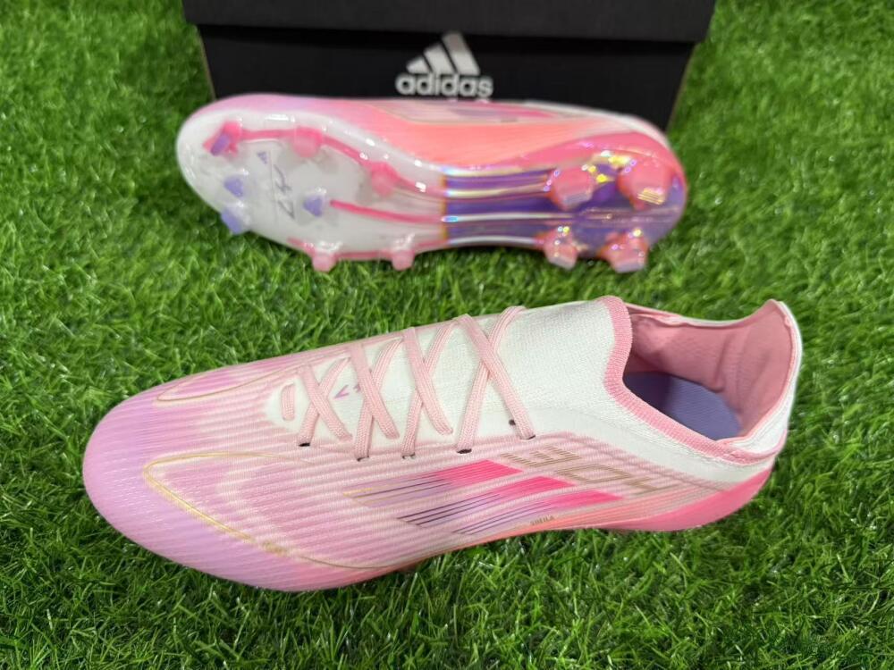 Unisex LY x Adidas F50 Elite FG Firm Ground Low-Tops Football Boots - Pink/White/Gold