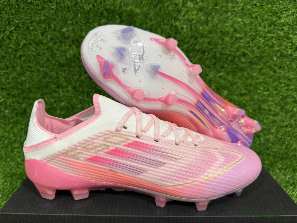 Unisex LY x Adidas F50 Elite FG Firm Ground Low-Tops Football Boots - Pink/White/Gold