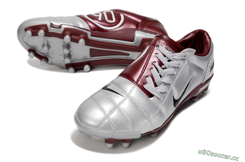 Men's Nike Air Zoom Total 90 III FG Firm Ground Low-Tops Football Boots - Silver/Red/Black 3