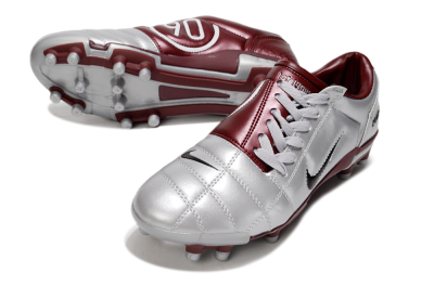 Men's Nike Air Zoom Total 90 III FG Firm Ground Low-Tops Football Boots - Silver/Red/Black