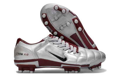 Men's Nike Air Zoom Total 90 III FG Firm Ground Low-Tops Football Boots - Silver/Red/Black