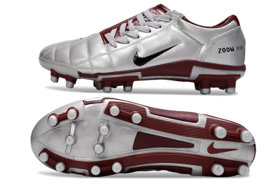Men's Nike Air Zoom Total 90 III FG Firm Ground Low-Tops Football Boots - Silver/Red/Black