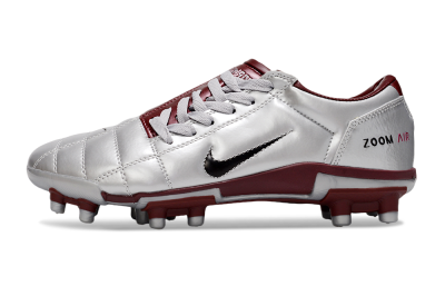 Men's Nike Air Zoom Total 90 III FG Firm Ground Low-Tops Football Boots - Silver/Red/Black