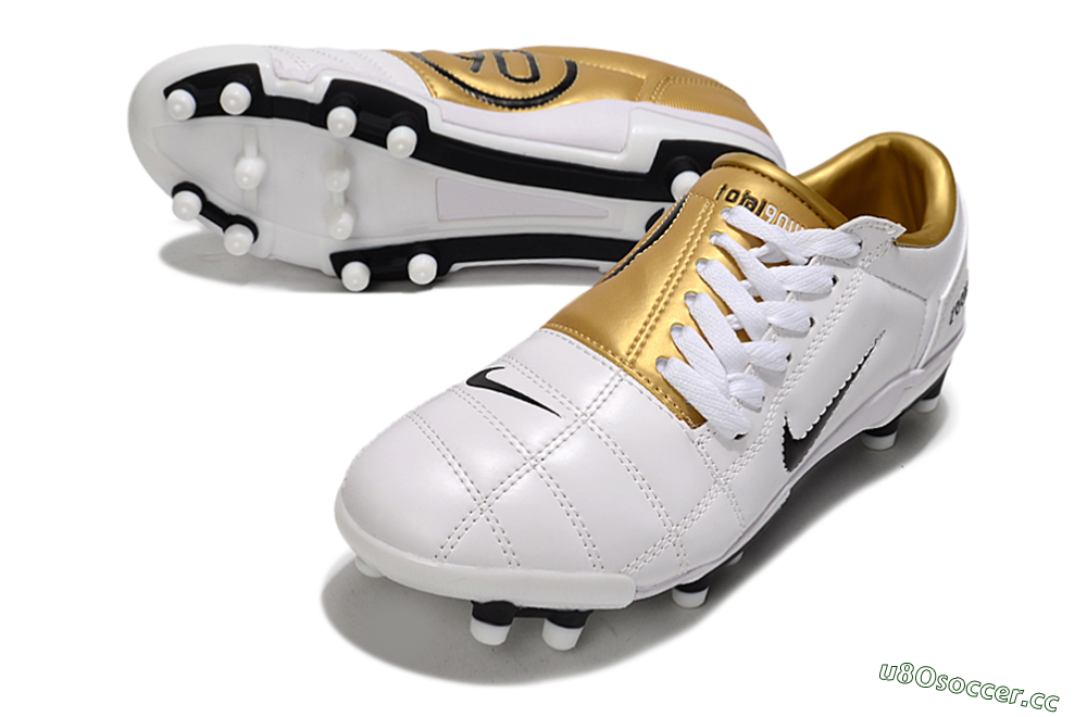 Men's Nike Air Zoom Total 90 III FG Firm Ground Low-Tops Football Boots - White/Gold/Black 3