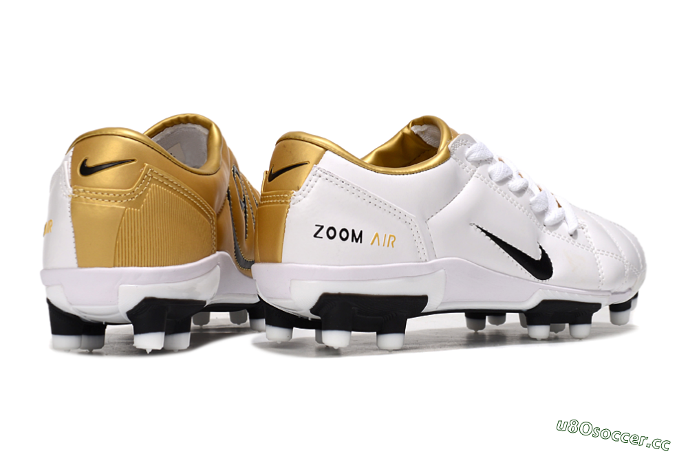 Men's Nike Air Zoom Total 90 III FG Firm Ground Low-Tops Football Boots - White/Gold/Black 7