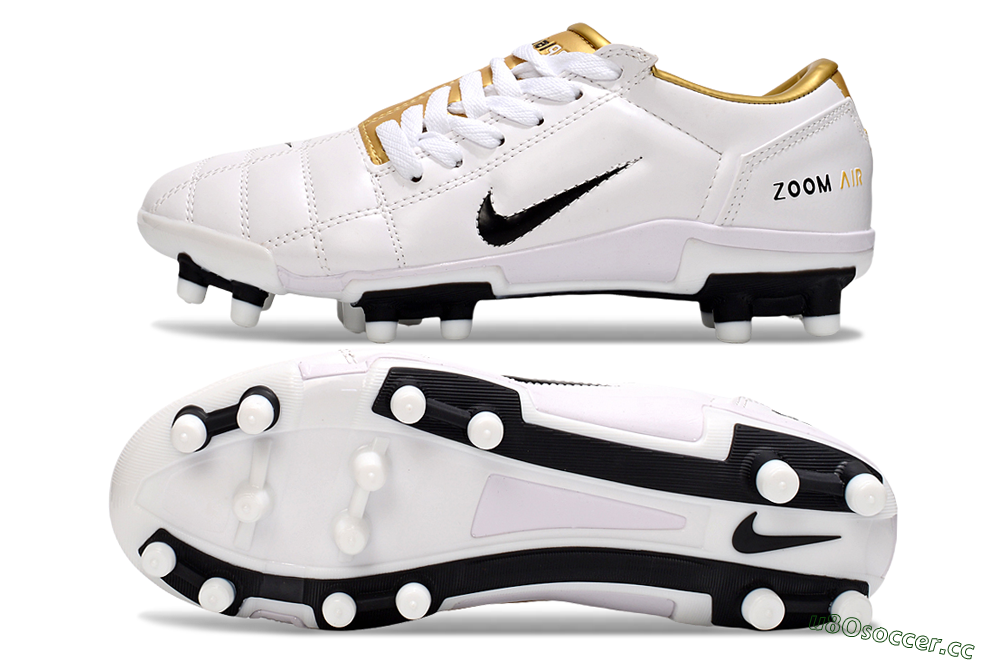 Men's Nike Air Zoom Total 90 III FG Firm Ground Low-Tops Football Boots - White/Gold/Black 1