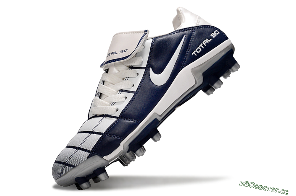 Men's Nike Total 90 III FG Firm Ground Low-Tops Football Boots - White/Blue/Grey 6