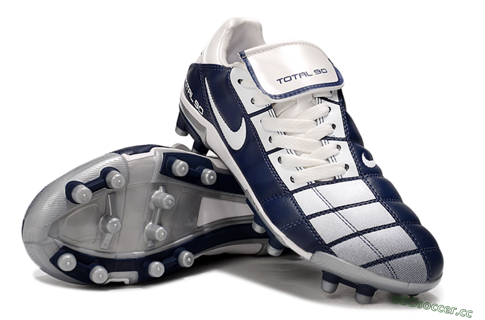 Men's Nike Total 90 III FG Firm Ground Low-Tops Football Boots - White/Blue/Grey 4