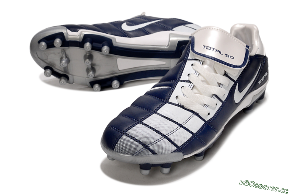 Men's Nike Total 90 III FG Firm Ground Low-Tops Football Boots - White/Blue/Grey 3