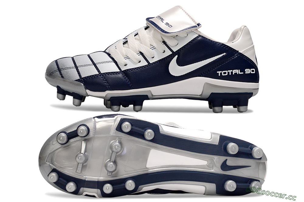 Men's Nike Total 90 III FG Firm Ground Low-Tops Football Boots - White/Blue/Grey 1
