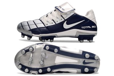Men's Nike Total 90 III FG Firm Ground Low-Tops Football Boots - White/Blue/Grey