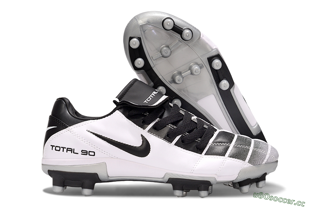 Men's Nike Total 90 III FG Firm Ground Low-Tops Football Boots - Black/White/Grey 2