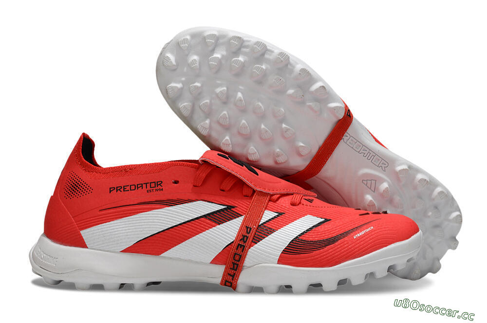 Unisex Adidas Predator 25 Foldover Tongue TF Artificial Turf Low-Tops Football Shoes - Red/White/Black 2