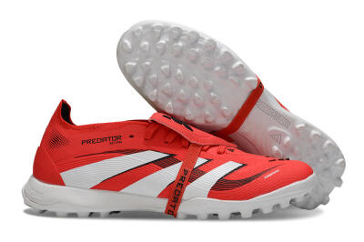 Unisex Adidas Predator 25 Foldover Tongue TF Artificial Turf Low-Tops Football Shoes - Red/White/Black