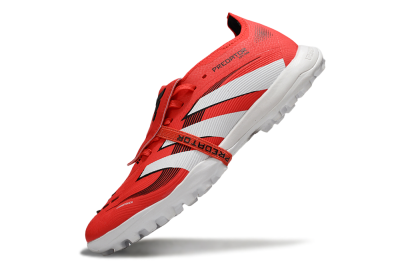 Unisex Adidas Predator 25 Foldover Tongue TF Artificial Turf Low-Tops Football Shoes - Red/White/Black