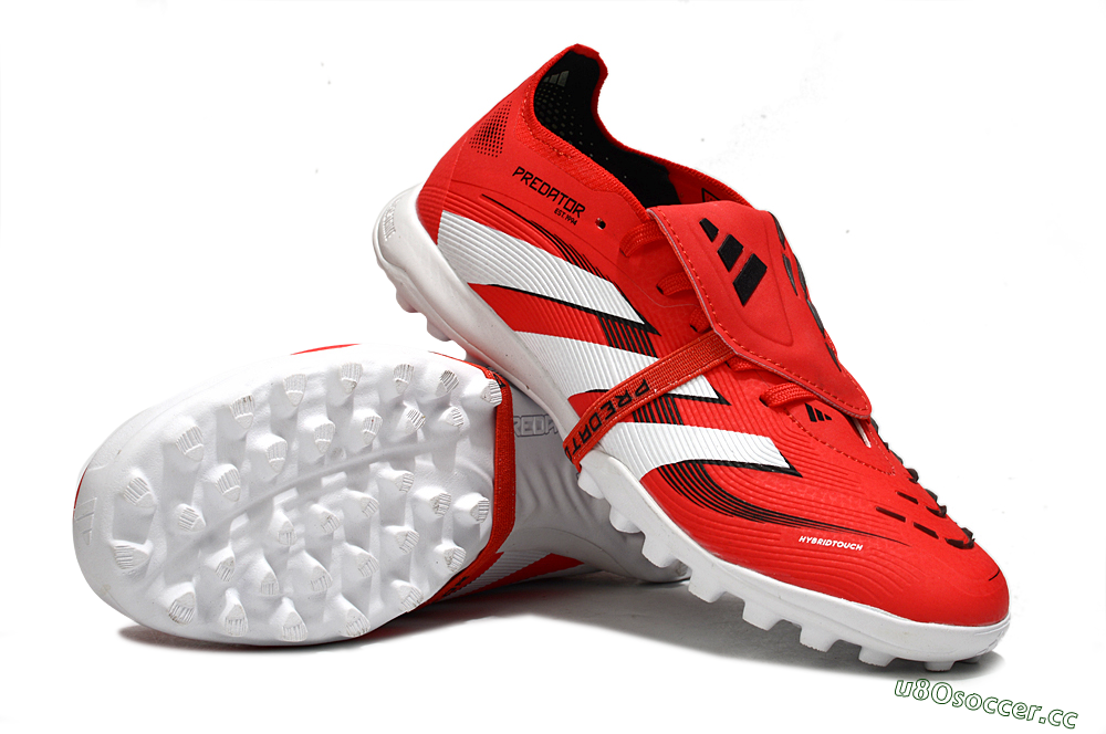 Unisex Adidas Predator 25 Foldover Tongue TF Artificial Turf Low-Tops Football Shoes - Red/White/Black 4