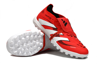 Unisex Adidas Predator 25 Foldover Tongue TF Artificial Turf Low-Tops Football Shoes - Red/White/Black