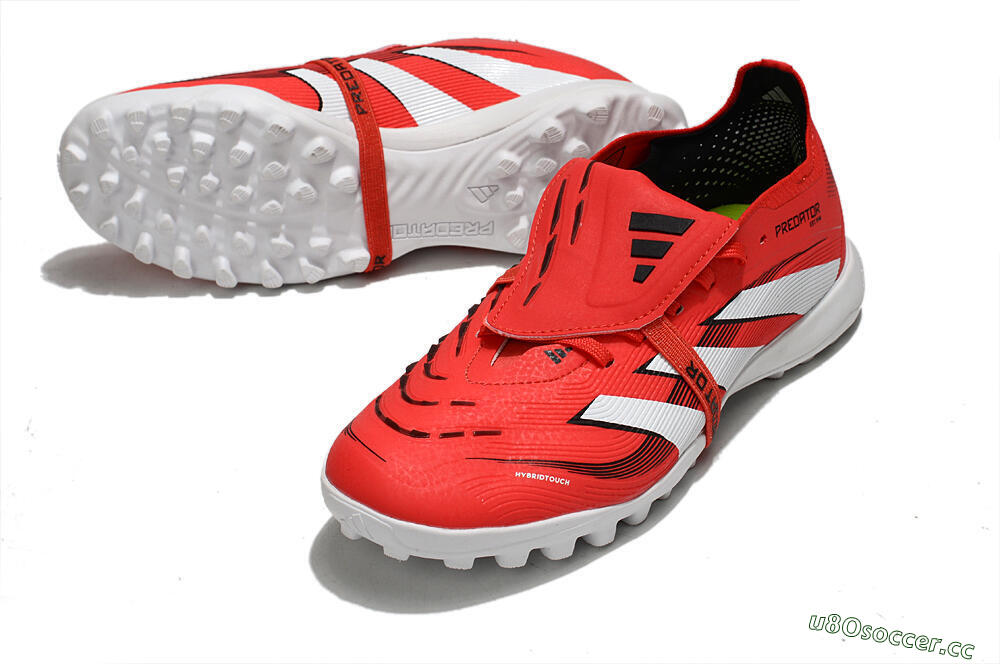Unisex Adidas Predator 25 Foldover Tongue TF Artificial Turf Low-Tops Football Shoes - Red/White/Black 3