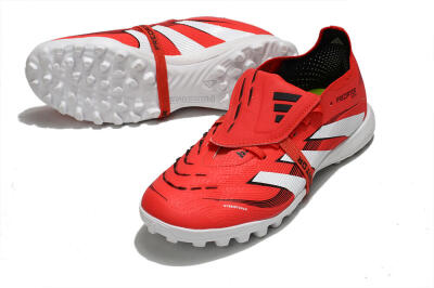 Unisex Adidas Predator 25 Foldover Tongue TF Artificial Turf Low-Tops Football Shoes - Red/White/Black