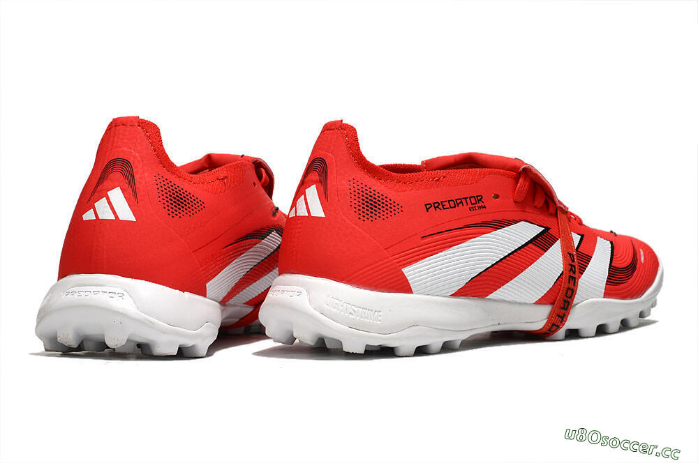 Unisex Adidas Predator 25 Foldover Tongue TF Artificial Turf Low-Tops Football Shoes - Red/White/Black 7