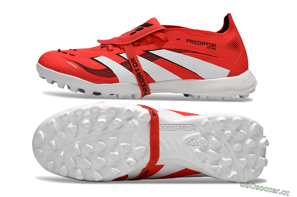 Unisex Adidas Predator 25 Foldover Tongue TF Artificial Turf Low-Tops Football Shoes - Red/White/Black 1