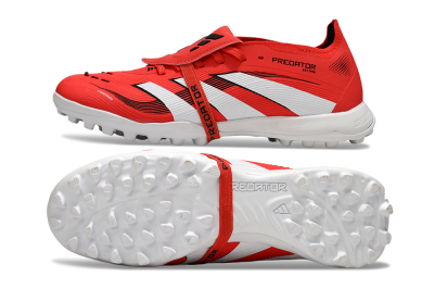 Unisex Adidas Predator 25 Foldover Tongue TF Artificial Turf Low-Tops Football Shoes - Red/White/Black