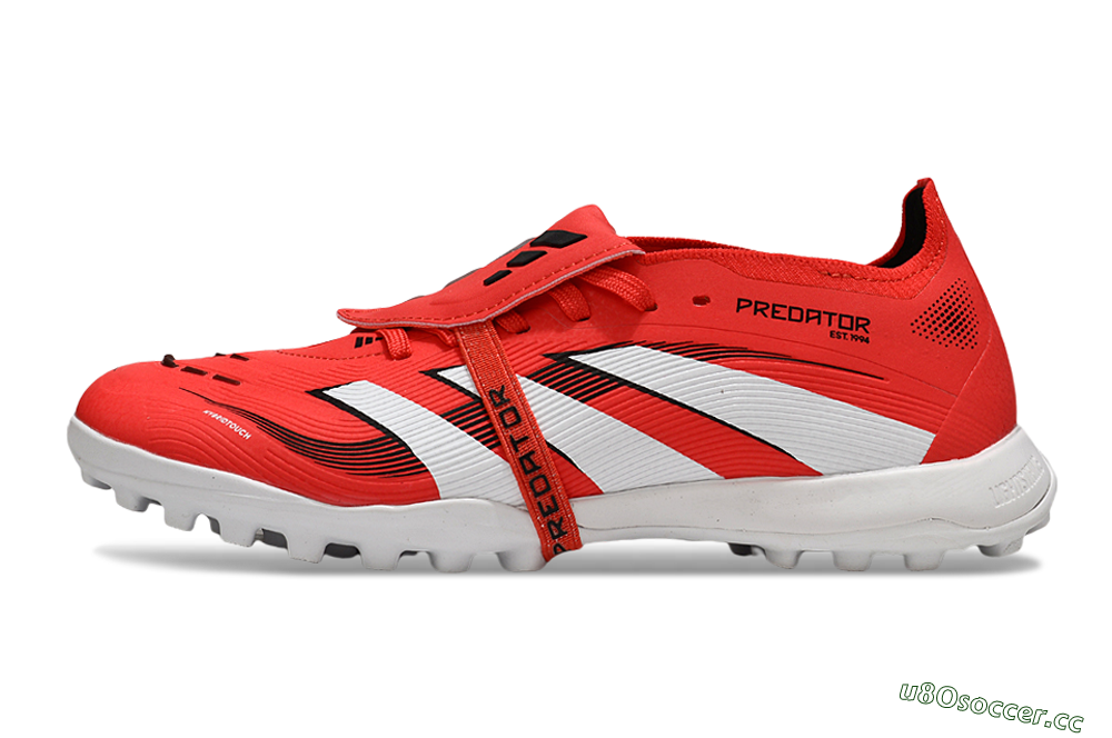 Unisex Adidas Predator 25 Foldover Tongue TF Artificial Turf Low-Tops Football Shoes - Red/White/Black 0