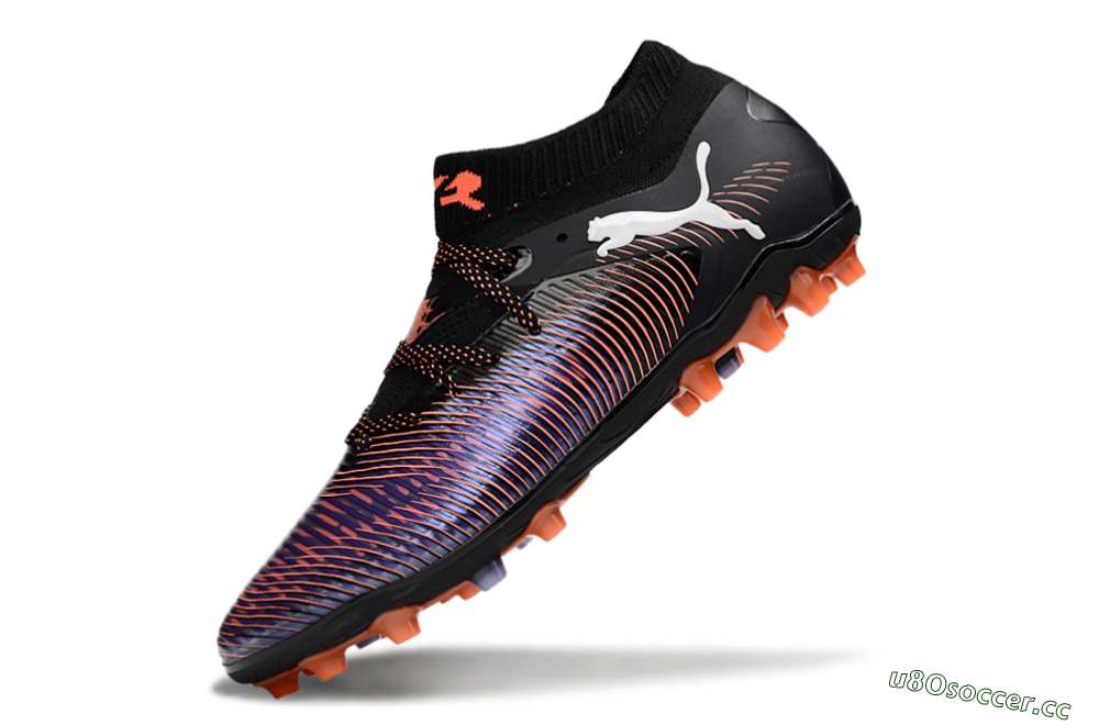Men's Puma Future 8 Ultimate FG Firm Ground Low-Tops Football Boots - Black/Purple/Orange 5