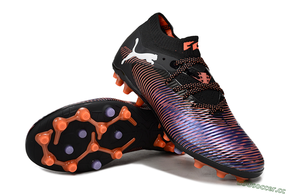 Men's Puma Future 8 Ultimate FG Firm Ground Low-Tops Football Boots - Black/Purple/Orange 3
