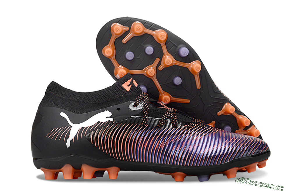 Men's Puma Future 8 Ultimate FG Firm Ground Low-Tops Football Boots - Black/Purple/Orange 2
