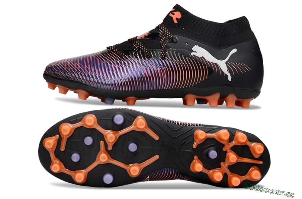 Men's Puma Future 8 Ultimate FG Firm Ground Low-Tops Football Boots - Black/Purple/Orange 1