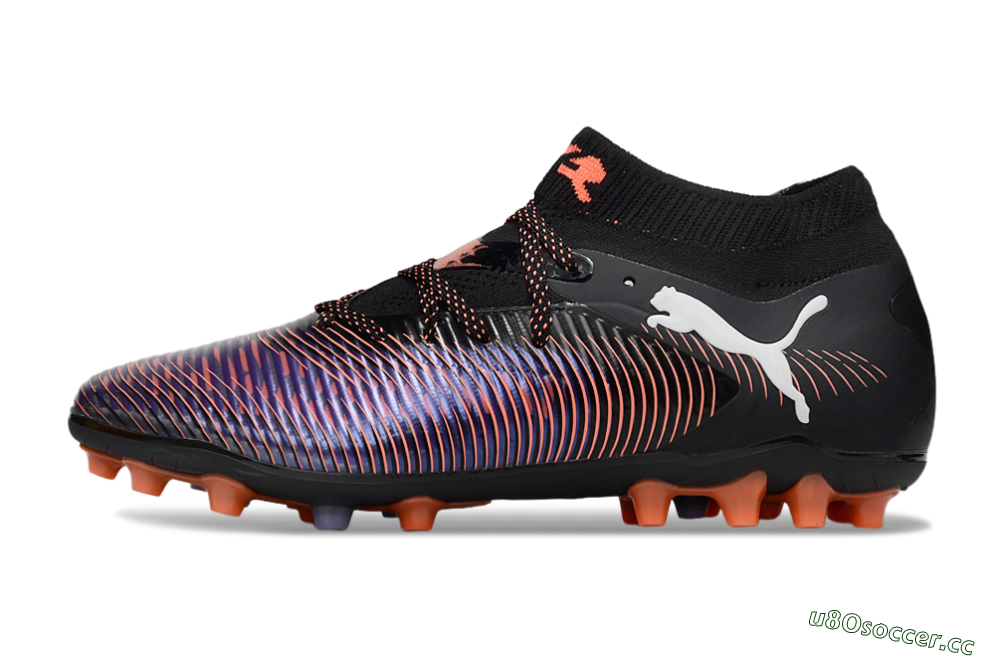 Men's Puma Future 8 Ultimate FG Firm Ground Low-Tops Football Boots - Black/Purple/Orange 0