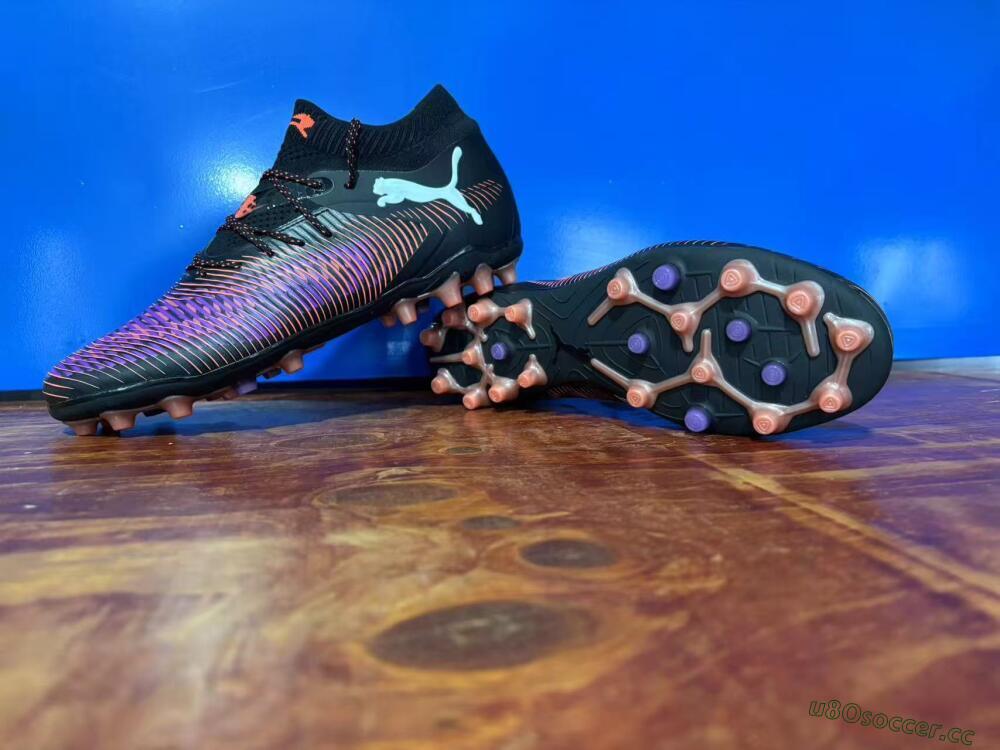 Men's Puma Future 8 Ultimate FG Firm Ground Low-Tops Football Boots - Black/Purple/Orange