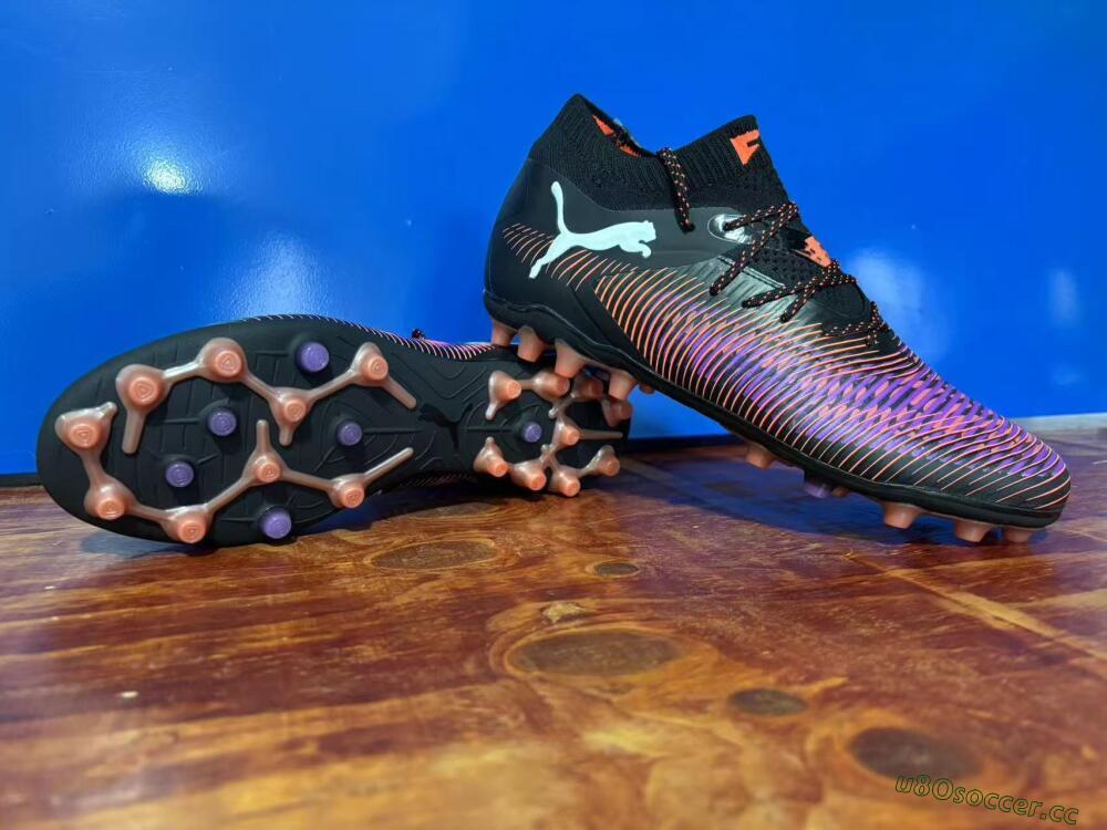 Men's Puma Future 8 Ultimate FG Firm Ground Low-Tops Football Boots - Black/Purple/Orange