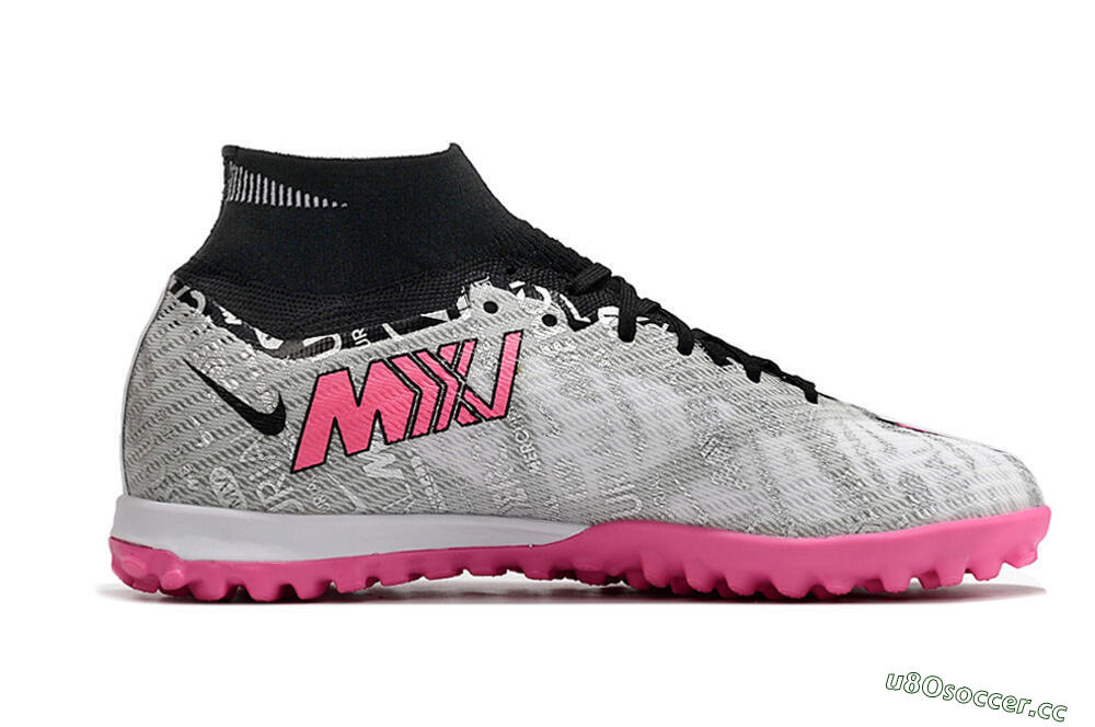 Unisex Nike Air Zoom Mercurial Superfly 9 Elite TF Artificial Turf High-Tops Football Shoes - Silver/Black/Pink 4
