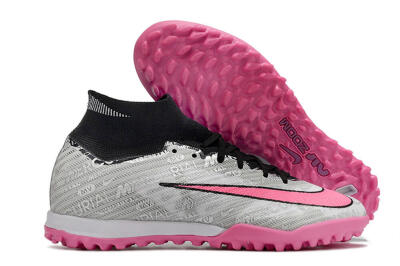 Unisex Nike Air Zoom Mercurial Superfly 9 Elite TF Artificial Turf High-Tops Football Shoes - Silver/Black/Pink