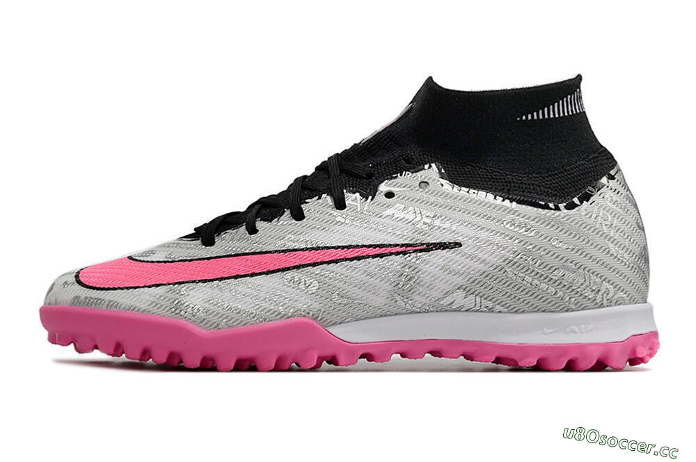 Unisex Nike Air Zoom Mercurial Superfly 9 Elite TF Artificial Turf High-Tops Football Shoes - Silver/Black/Pink 0