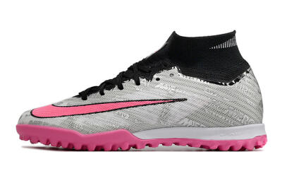 Unisex Nike Air Zoom Mercurial Superfly 9 Elite TF Artificial Turf High-Tops Football Shoes - Silver/Black/Pink
