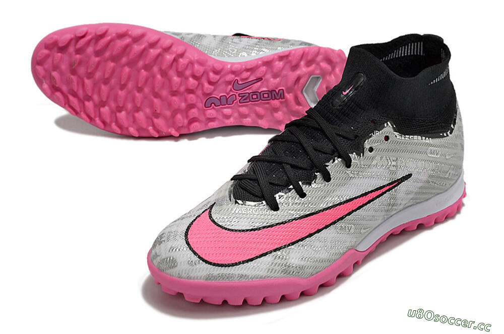 Unisex Nike Air Zoom Mercurial Superfly 9 Elite TF Artificial Turf High-Tops Football Shoes - Silver/Black/Pink 3