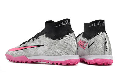 Unisex Nike Air Zoom Mercurial Superfly 9 Elite TF Artificial Turf High-Tops Football Shoes - Silver/Black/Pink