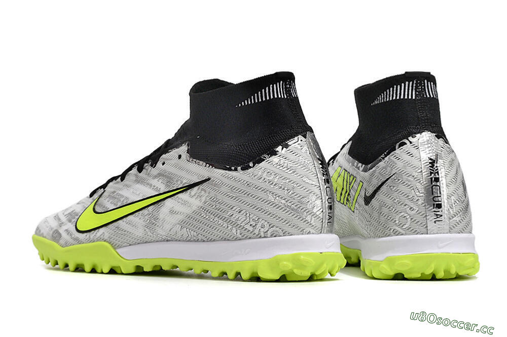 Unisex Nike Air Zoom Mercurial Superfly 9 Elite TF Artificial Turf High-Tops Football Shoes - Silver/Black/Yellow 4