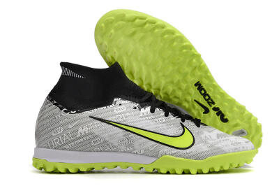 Unisex Nike Air Zoom Mercurial Superfly 9 Elite TF Artificial Turf High-Tops Football Shoes - Silver/Black/Yellow