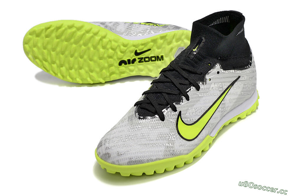 Unisex Nike Air Zoom Mercurial Superfly 9 Elite TF Artificial Turf High-Tops Football Shoes - Silver/Black/Yellow 3