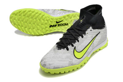 Unisex Nike Air Zoom Mercurial Superfly 9 Elite TF Artificial Turf High-Tops Football Shoes - Silver/Black/Yellow