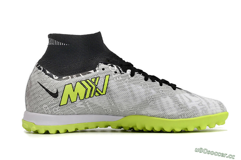 Unisex Nike Air Zoom Mercurial Superfly 9 Elite TF Artificial Turf High-Tops Football Shoes - Silver/Black/Yellow 5