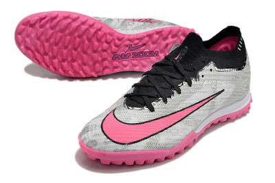 Unisex Nike Air Zoom Mercurial Vapor 15 Elite TF Artificial Turf Low-Tops Football Shoes - Silver/Pink/Black