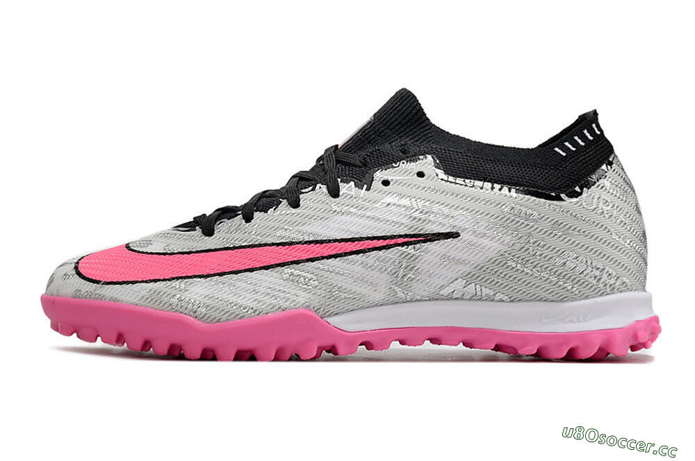 Unisex Nike Air Zoom Mercurial Vapor 15 Elite TF Artificial Turf Low-Tops Football Shoes - Silver/Pink/Black 0