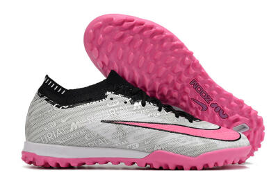 Unisex Nike Air Zoom Mercurial Vapor 15 Elite TF Artificial Turf Low-Tops Football Shoes - Silver/Pink/Black